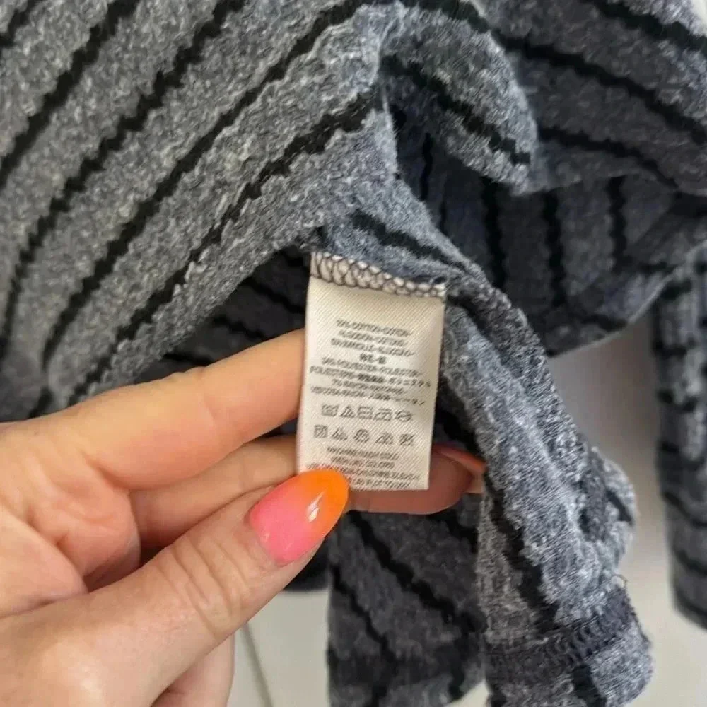 We the Free People Auntie Em Blue Gray Striped Thermal Waffle Knit Peplum size M - Picture 4 of 5